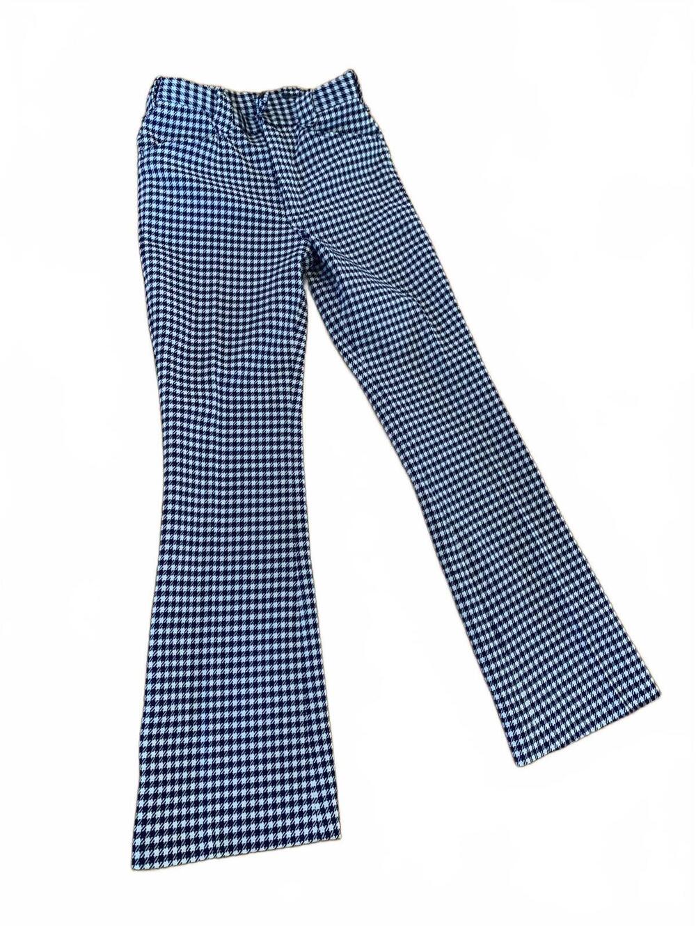 Vintage Navy and White Houndstooth Flared Pants